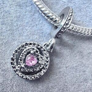 Sparkling‎ Pink Heart Dangle Charm fits PANDORA